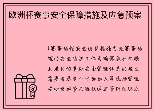 欧洲杯赛事安全保障措施及应急预案